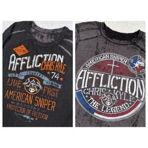Affliction CHRIS KYLE Distress REVERSIBLE Shirt Mens M Black Military Y2K Sniper
